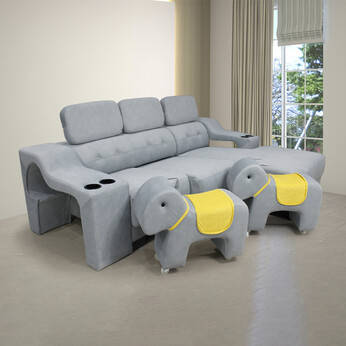 Soft Easy Clean Fabric L Shape Sofa with 2 Slide Out and Horses - 6063